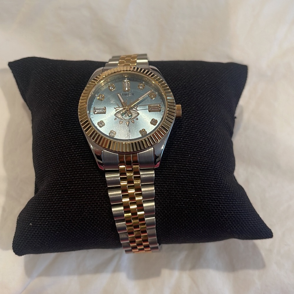 BNIB JACQUIE AICHE TIMEX WATCH BLUE SUNRAY DIAL TRIBE EYE 36MM